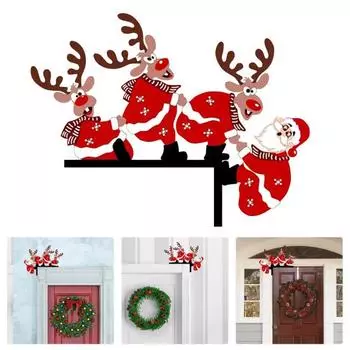 2 шт. рождественский дверной топпер из дерева Санта-Клаус, олень, дверной уголок, украшение на дверную раму, знак на окно B