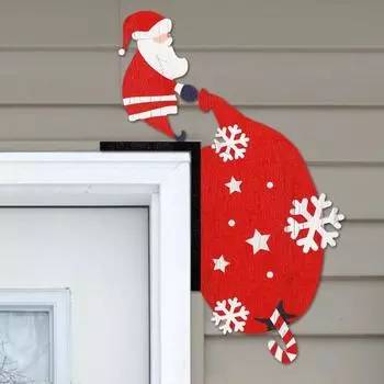 2 шт. рождественский дверной топпер из дерева Санта-Клаус олень дверной уголок украшение двери B