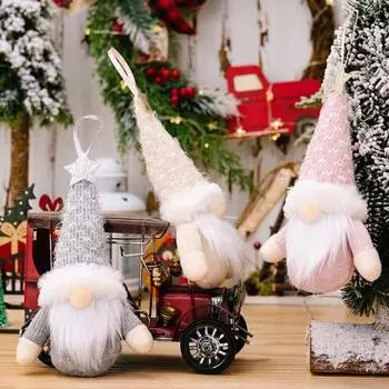 2 шт., рождественский гном, подвесное украшение, розовая вязаная шапка, полная борода, многоразовый праздничный декор, рождественская елка, гном, плюшевый орнамент, кулон, вечерние, фестиваль, подарок 2pcs розовый