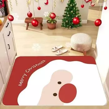 2 шт. Рождественский коврик для входной двери из кристального бархата, нескользящая подкладка для ног, грязеотталкивающий ковер 40*60cm