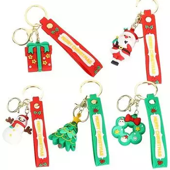 2 шт. Рождественский милый Санта-Клаус ПВХ мягкий пластиковый брелок, мультяшный снеговик кукла сумка Шарм, рождественский подарок для друзей A