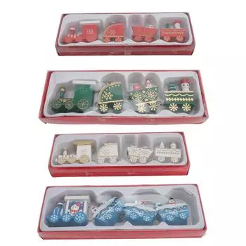 2 шт. Рождественский поезд, украшение, деревянный, милый, праздничный, мини-рождественский поезд, украшение для праздничного декора Blue and White