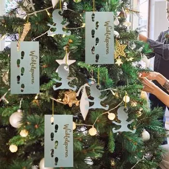 2 шт. Рождественский шаблон гнома, праздничное украшение, деревянный трафарет с силуэтом эльфа, многоразовый трафарет для домашнего декора для окон, стен, полов