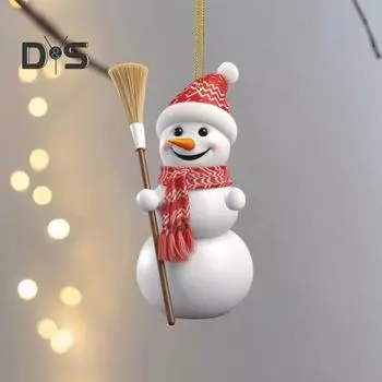 2 шт. Рождественский снеговик, украшение, акриловый плоский снеговик, подвесное украшение, мультяшный снеговик, рождественские подвески для дверей, окон, деревьев 2pcs