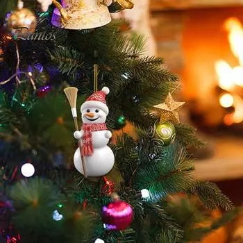 2 шт. Рождественский снеговик, украшение, акриловый плоский снеговик, подвесное украшение, мультяшный снеговик, рождественские подвески для дверей, окон, деревьев 2pcs