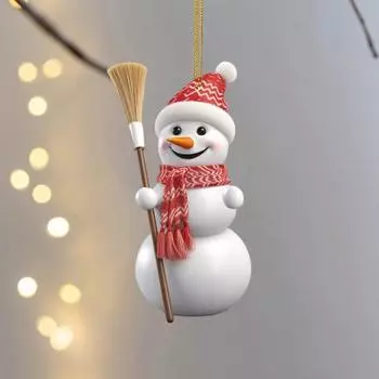 2 шт. Рождественский снеговик, украшение, акриловый плоский снеговик, подвесное украшение, мультяшный снеговик, рождественские подвески для дверей, окон, деревьев 2pcs