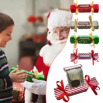 2 шт. Рождественский сюрприз, выдвижной мешочек для денег, вдохновленный конфетами, выдвижная подарочная коробка для денег, самодельные рождественские держатели для денег в подарок белый