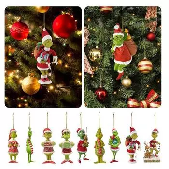 2 шт. Рождественское украшение Зеленый меховой эльф кукла подвеска акриловая праздничная подвеска украшение для рождественской елки дома автомобиля офиса D