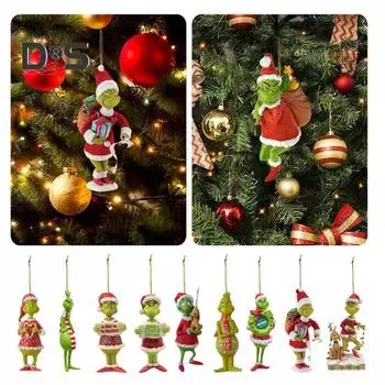 2 шт. Рождественское украшение Зеленый меховой эльф кукла подвеска акриловая праздничная подвеска украшение для рождественской елки дома автомобиля офиса D