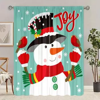 2 шт. - Рождество - Шторы с принтом - Материал полиэстер - Подходит для спальни, гостиной, кабинета, частных штор 30inchx65inchx2Pcs