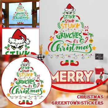 2 шт Рождество, украшение на стену, самоклеящиеся наклейки, магниты на холодильник, украшение комнаты