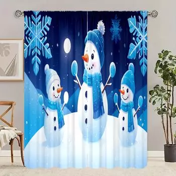 2 шт. - Рождество - занавеска с принтом - Материал полиэстер - подходит для спальни, гостиной, кабинета, частного помещения 30inchx65inchx2Pcs