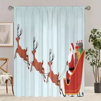 2 шт. - Рождество - занавеска с принтом - Материал полиэстер - подходит для спальни, гостиной, кабинета, частного помещения 30inchx65inchx2Pcs