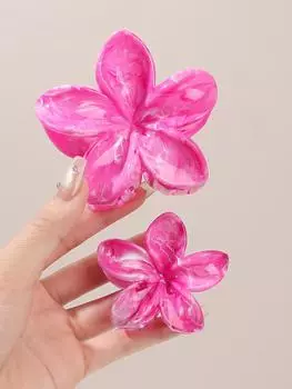 2 шт. Розовые гавайские заколки-крабы для густых волос, Заколки для волос с цветами, Большие заколки-плюмерии, Аксессуары для волос с гибискусом для женщин