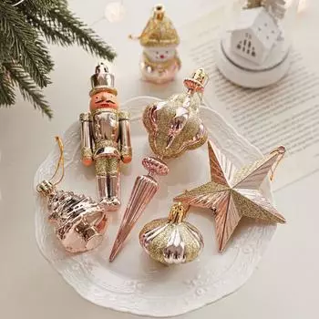 2 шт. розовые и золотые рождественские подвесные украшения Санта-Клаус пластиковые украшения для рождественской елки праздничные принадлежности солдатские подвески