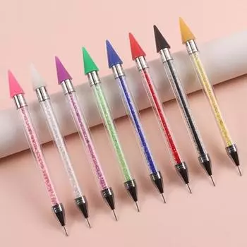 2 шт., ручка для рисования стразами и точками, двухголовая восковая ручка для дизайна ногтей чёрный/зелёный