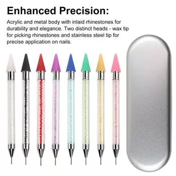 2 шт., ручка для рисования стразами, точечная ручка с двойной головкой, для самостоятельного создания искусственных ногтей розовый/белый