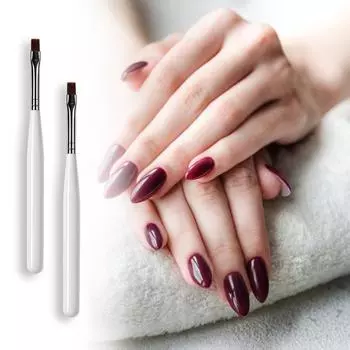 2 шт., ручки для нанесения щетинок для ногтей, гладкие, даже УФ-излучения, металлический нейлон, белый полюс, легкий корпус для ногтей