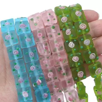 2 шт. ручная роспись матовые цветные стеклянные квадратные бусины для DIY ожерелье браслет серьги изготовление ювелирных изделий аксессуары для рукоделия жёлтый