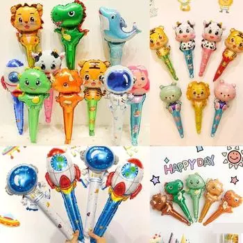 2 шт. Ручной воздушный шар из алюминиевой фольги в виде ракеты-астронавта в виде животного, украшение для детского дня рождения, игрушка-шар 100 adhesive dots