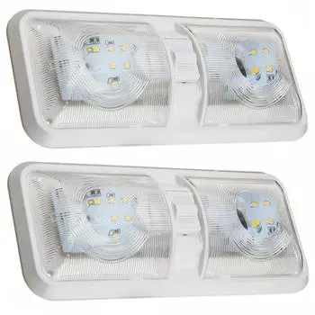 2 шт. RV LED 12v Светильник Потолочный Кемпер Прицеп Морской Двойной Купольный Свет 620Лм 48 Светодиодов