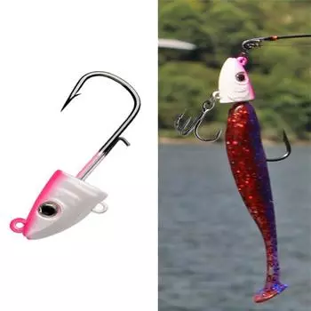 2 шт. рыболовный крючок с джиг-головкой 10 г 25 г 45 г рыболовный крючок с рыбьей головой для мягких рыболовных снастей