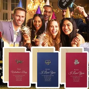 2 шт. с конвертом для благословения, подарочные принадлежности для вечеринок, винтажная поздравительная открытка на День святого Валентина, валентинки из крафт-бумаги 2pcs