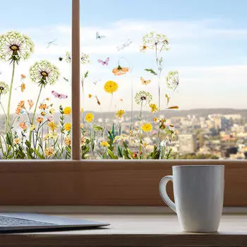 2 шт. Садовые цветы наклейки на окна двери красочные современные с бабочками