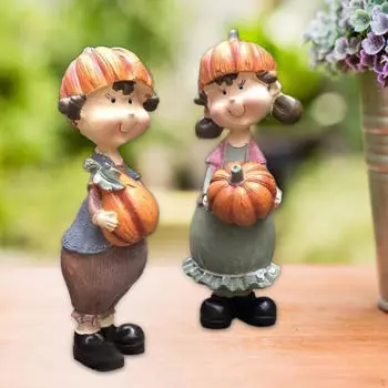2 шт. садовые украшения миниатюрные фигурки DIY ремесло скульптура из смолы пейзажные украшения для Holding Pumpkin