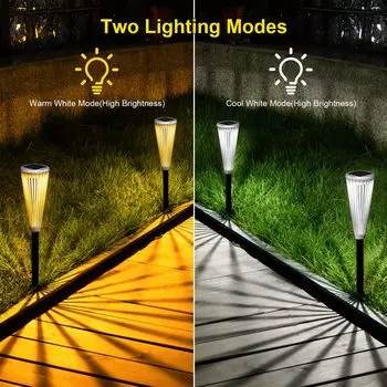 2 шт. садовых светильника на солнечных батареях, уличные водонепроницаемые светодиодные светильники для дорожек, для дома, заднего двора, уличного газона, ландшафтного декора
