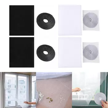 2 шт. самоклеящаяся оконная сетка для помещений от насекомых, мух, комаров, занавесок, сеток для дверей, противомоскитная сетка для окон чёрный