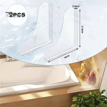 2 шт. самоклеящиеся защитные экраны для душа, легко устанавливаемые, прозрачные, акриловые, защитные экраны для душа, угловые защитные экраны для ванны 2pcs