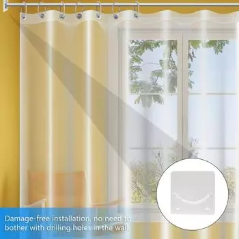 2 шт. Самоклеящийся кронштейн для карниза для штор, регулируемый держатель, зажим, крючки, без сверления One Size прозрачный