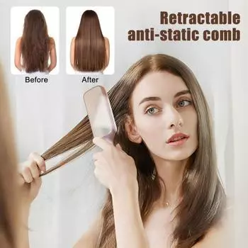 2 шт. Самоочищающаяся щетка для волос с вращающейся ручкой, выдвижная щетина, массажная расческа для кожи головы, антистатическая женская расческа для укладки длинных вьющихся волос, распутывающая расческа фиолетовый