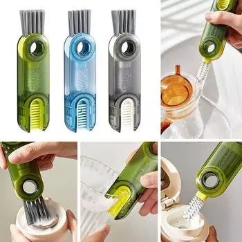 2 шт., щетка для чистки крышки чашки с длинной ручкой, пластиковое средство для чистки детских бутылочек, новые моющие средства, бытовые инструменты серый
