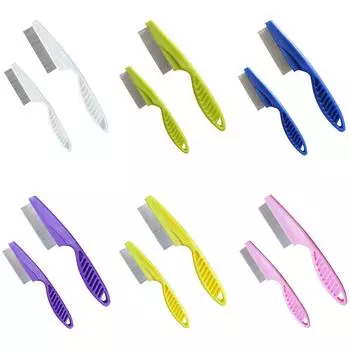 2 шт. щетка для ухода за домашними животными из нержавеющей стали массажная расческа для домашних животных многофункциональная расческа для удаления блох и клещей принадлежности для чистки волос для собак жёлтый