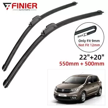 2 шт. щетки стеклоочистителя для Dacia Renault Sandero Mk2 2012-2015 22 20 подходят для переднего лобового стекла, щетки для окон, резак, аксессуары 2013 2014 2015