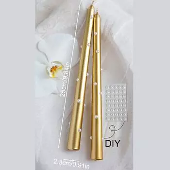 2 шт. Сделай сам Жемчужные Перламутровые Свечи Жемчужная Свеча Романтический Французский Стиль Свадебное Украшение Долгое Время Горения Сделай сам 18/25/30см 25cm золотой