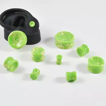 2 шт., серьги Greenstone на талии, интегрированные вогнутые, плоские, сплошные, расширение ушей, 6-25 мм, ювелирные изделия для расширения ушей, проколы 6mm