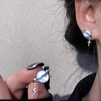 2 шт. серьги-гвоздики Dream Planet с цирконием и звездами, серебряные серьги для женщин, ювелирные аксессуары