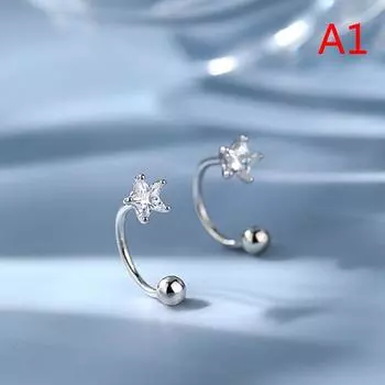 2 шт. серьги-гвоздики из нержавеющей стали золотого цвета в виде минимальных звездочек для женщин, корейские спиральные серьги-гвоздики для пирсинга хряща козелка серебряный