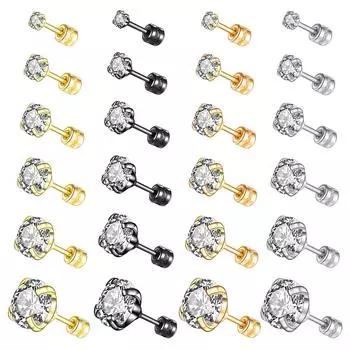 2 шт. серьги-гвоздики из нержавеющей стали с цирконом, двусторонние украшения для ушей 1 серебряный