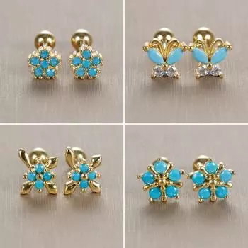 2 шт. серьги-гвоздики из нержавеющей стали бирюзового цвета с лепестками для женщин, серьги-гвоздики золотого цвета, модные свадебные украшения 2023 г.