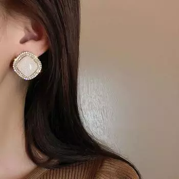 2 шт. серьги-гвоздики со стразами, двухслойные модные двухслойные серьги-гвоздики со стразами, блестящие элегантные серьги-гвоздики с длительным сроком службы золотистый