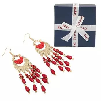 2 шт. серьги-кисточки, винтажные легкие красные серьги-подвески с коробкой для хранения на праздник