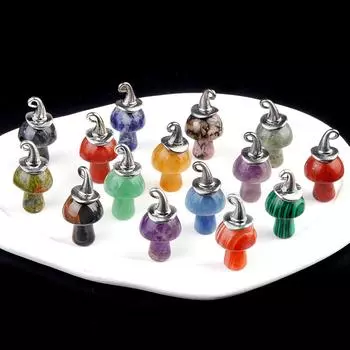 2 шт. серьги кулон натуральный камень капюшон в форме гриба маленький кулон для изготовления ювелирных изделий своими руками серьги ожерелье аксессуар 2pcs/20x15mm