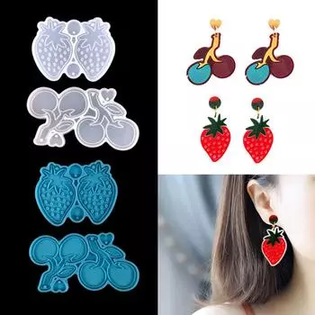 2 шт. Серьги-подвески «Клубника и вишня», эпоксидная форма, полное зеркало, бесплатная полировка, силиконовый абразивный инструмент, форма для литья смолы белый