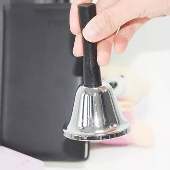 2 шт. Серебряные стальные ручные колокольчики, будильник, обеденный колокольчик, классный колокольчик, громкий ручной колокольчик, свадебные джинглы, прочная пищевая линия 2PC серебряный