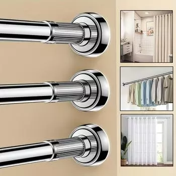 2 шт. Серебряный натяжной стержень пружинный карниз для штор нескользящие натяжные стержни без сверления регулируемые для кухонного шкафа для штор