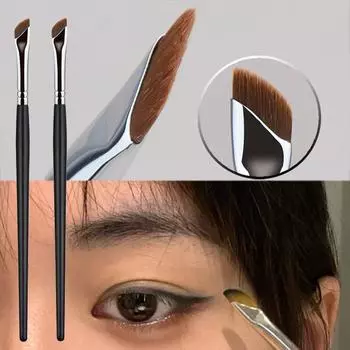 2 шт., серповидная кисть для подводки глаз, нож, кромка, кисть для макияжа, ультратонкая, тонкая, с косым углом, с плоской головкой, кисть для бровей, профессиональный инструмент для макияжа